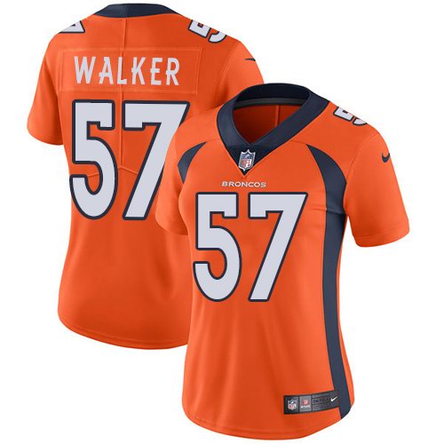 Nike Broncos 57 Demarcus Walker Orange Women Vapor Untouchable Limited Jersey