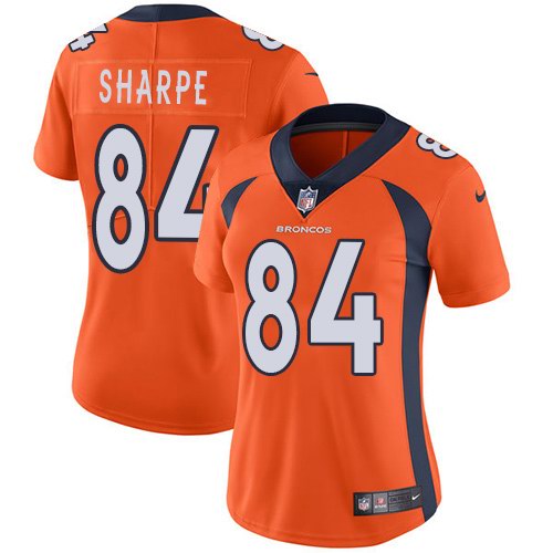 Nike Broncos 84 Shannon Sharpe Orange Women Vapor Untouchable Limited Jersey