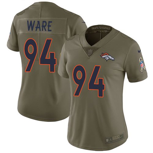 Nike Broncos 94 DeMarcus Ware Olive Women Salute To Service Limited Jersey