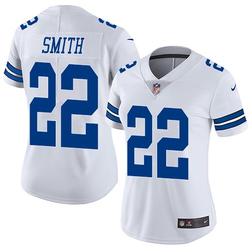 Nike Cowboys 22 Emmitt Smith White Women Vapor Untouchable Limited Jersey