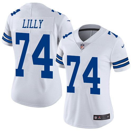 Nike Cowboys 74 Bob Lilly White Women Vapor Untouchable Limited Jersey