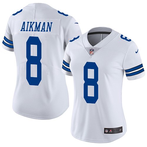 Nike Cowboys 8 Troy Aikman White Women Vapor Untouchable Limited Jersey