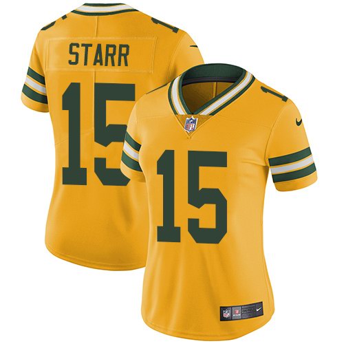 Nike Packers 15 Bart Starr Yellow Women Vapor Untouchable Limited Jersey