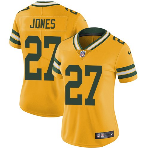 Nike Packers 27 Josh Jones Yellow Women Vapor Untouchable Limited Jersey