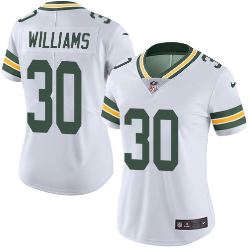 Nike Packers 30 Jamaal Williams White Women Vapor Untouchable Limited Jersey