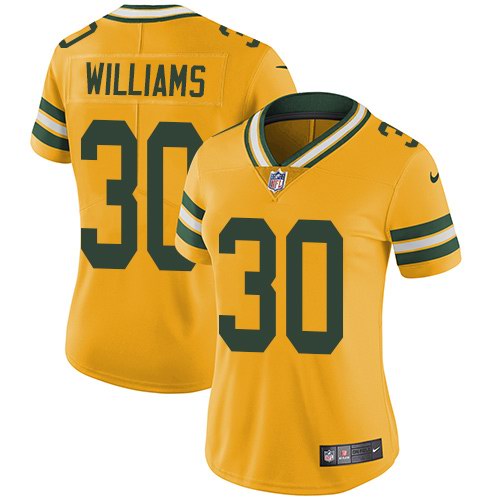 Nike Packers 30 Jamaal Williams Yellow Women Vapor Untouchable Limited Jersey