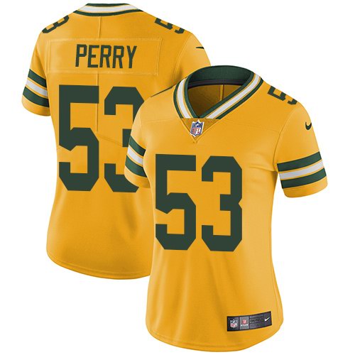 Nike Packers 53 Nick Perry Yellow Women Vapor Untouchable Limited Jersey - Click Image to Close