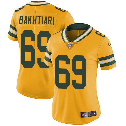 Nike Packers 69 David Bakhtiari Yellow Women Vapor Untouchable Limited Jersey