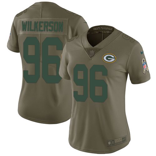 Nike Packers 96 Muhammad Wilkerson Olive Women Salute To Service Limited Jersey