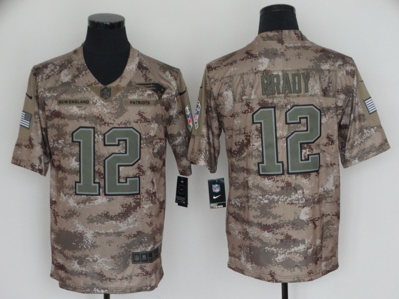 Nike Patriots 12 Tom Brady Camo Salute To Service Limited Jersey
