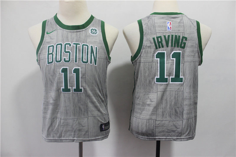 Celtics 11 Kyrie Irving Gray Youth City Edition Nike Swingman Jersey - Click Image to Close