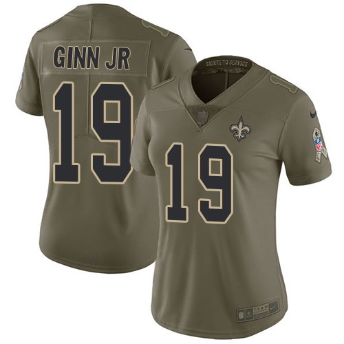 Nike Saints 19 Ted Ginn Jr. Olive Women Salute To Service Limited Jersey