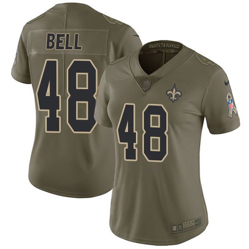 Nike Saints 48 Vonn Bell Olive Women Salute To Service Limited Jersey