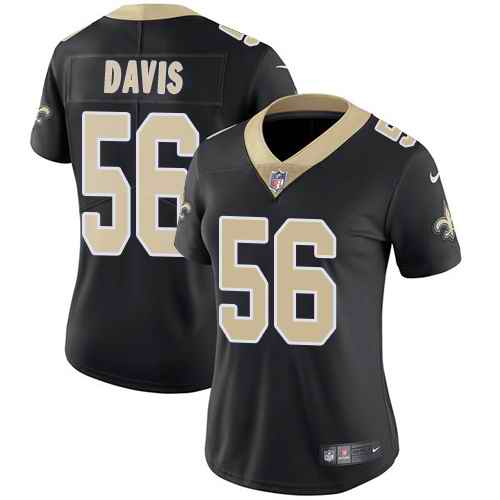Nike Saints 56 DeMario Davis Black Women Vapor Untouchable Limited Jersey