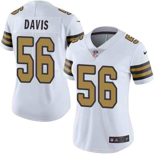 Nike Saints 56 DeMario Davis White Women Color Rush Limited Jersey