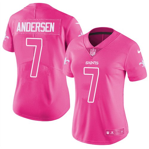 Nike Saints 7 Morten Andersen Pink Fashion Women Rush Limited Jersey