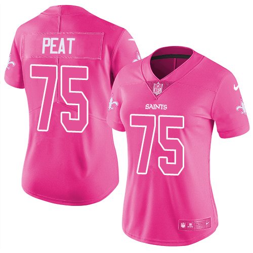 Nike Saints 75 Andrus Peat Pink Fashion Women Rush Limited Jersey