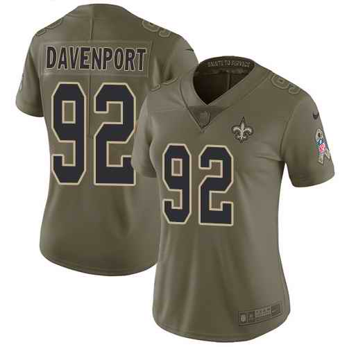 Nike Saints 92 Marcus Davenport Olive Women Salute To Service Limited Jersey