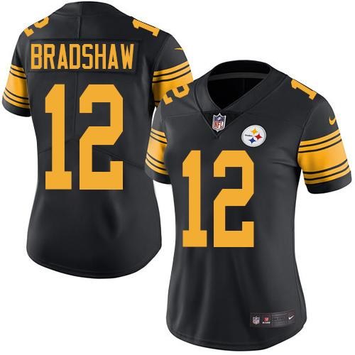 Nike Steelers 12 Terry Bradshaw Black Women Color Rush Limited Jersey Nike Steelers 12 Terry Bradshaw Black Women Color Rush Limited Jersey