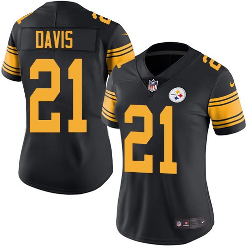 Nike Steelers 21 Sean Davis Black Women Color Rush Limited Jersey - Click Image to Close