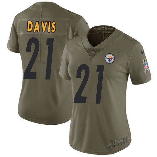 Nike Steelers 21 Sean Davis Olive Women Salute To Service Limited Jersey