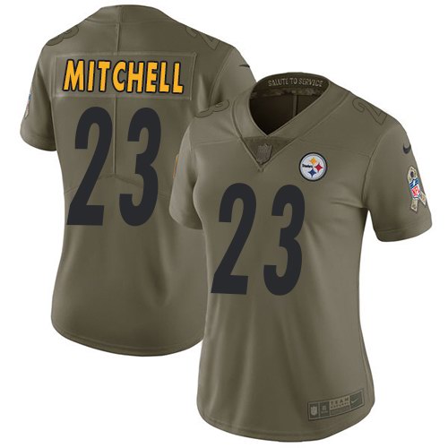 Nike Steelers 23 Mike Mitchell Olive Women Salute To Service Limited Jersey
