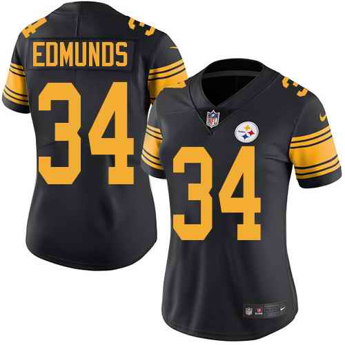 Nike Steelers 34 Terrell Edmunds Black Women Color Rush Limited Jersey
