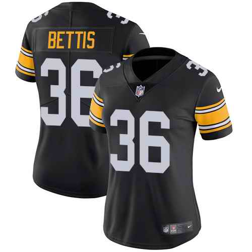 Nike Steelers 36 Jerome Bettis Black Alternate Women Vapor Untouchable Limited Jersey