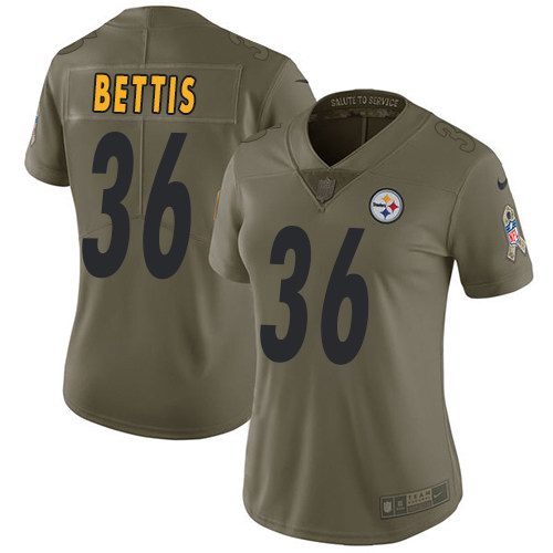Nike Steelers 36 Jerome Bettis Olive Women Salute To Service Limited Jersey