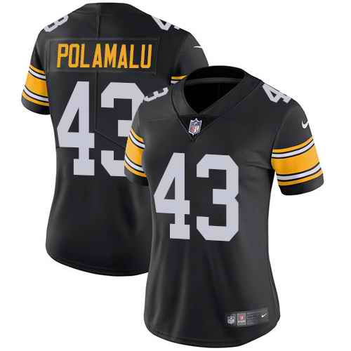 Nike Steelers 43 Troy Polamalu Black Alternate Women Vapor Untouchable Limited Jersey