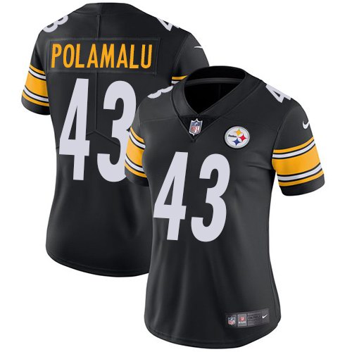Nike Steelers 43 Troy Polamalu Black Women Vapor Untouchable Limited Jersey