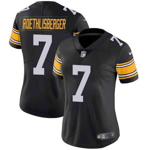 Nike Steelers 7 Ben Roethlisberger Black Alternate Women Vapor Untouchable Limited Jersey