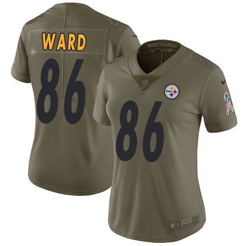 Nike Steelers 86 Hines Ward Olive Women Salute To Service Limited Jersey