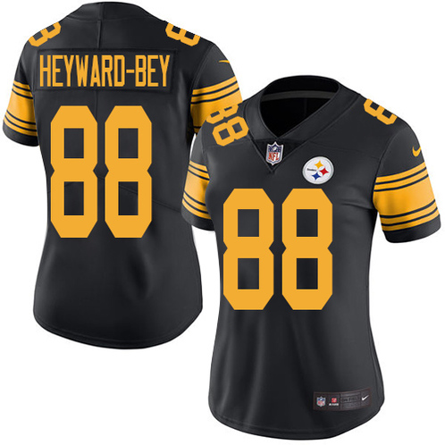 Nike Steelers 88 Darrius Heyward Bey Black Women Color Rush Limited Jersey