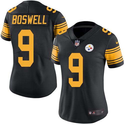 Nike Steelers 9 Chris Boswell Black Women Color Rush Limited Jersey