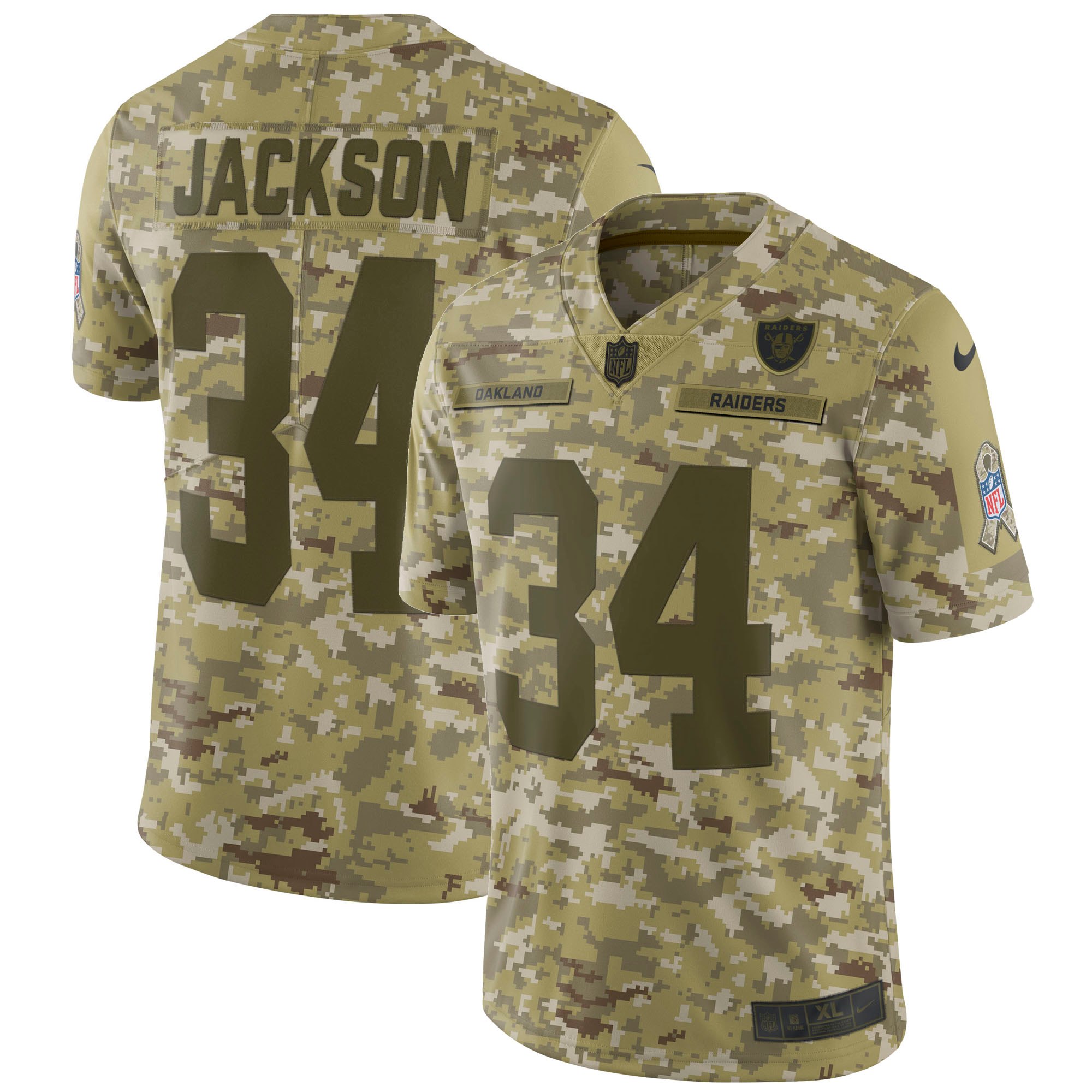 Nike Raiders 34 Bo Jackson Camo Salute To Service Limited Jersey