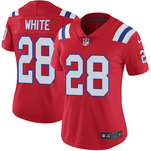 Nike Patriots 28 James White Red Women Vapor Untouchable Limited Jersey