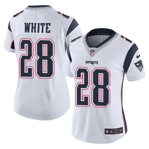 Nike Patriots 28 James White White Women Vapor Untouchable Limited Jersey