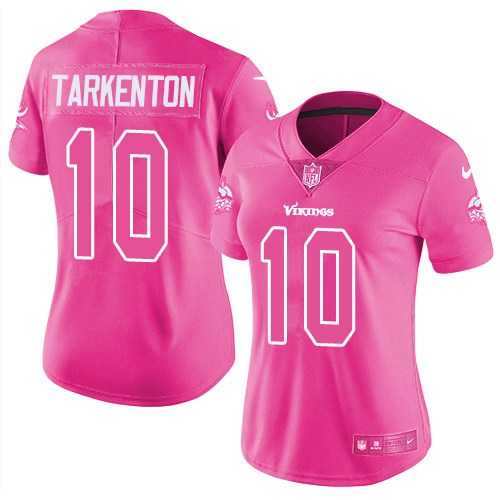 Nike Vikings 10 Fran Tarkenton Pink Women Rush Limited Jersey