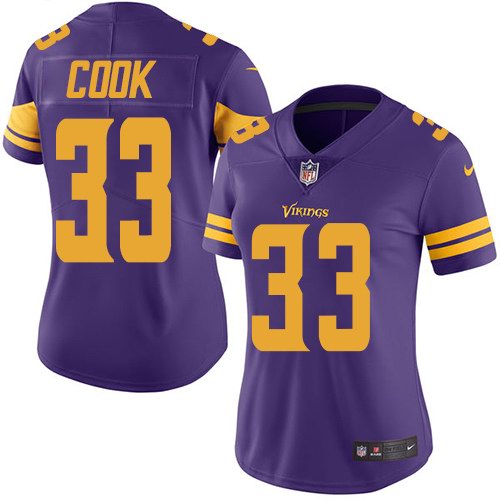 Nike Vikings 33 Dalvin Cook Purple Women Color Rush Limited Jersey