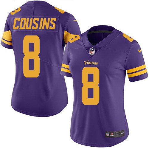 Nike Vikings 8 Kirk Cousins Purple Women Color Rush Limited Jersey