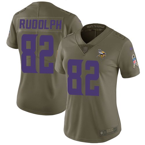Nike Vikings 82 Kyle Rudolph Olive Women Salute To Service Limited Jersey