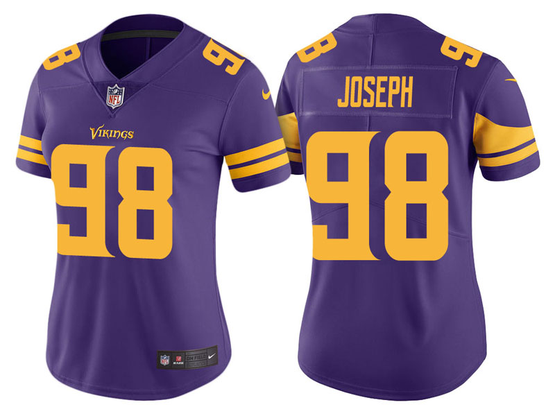 Nike Vikings 98 Linval Joseph Purple Women Color Rush Limited Jersey - Click Image to Close