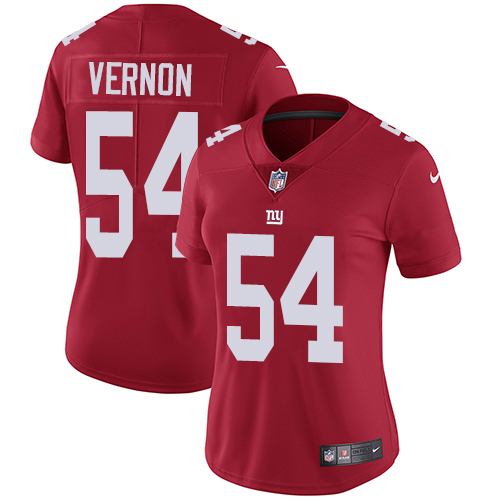 Nike Giants 54 Olivier Vernon Red Women Vapor Untouchable Limited Jersey