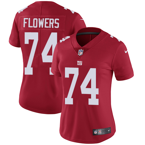 Nike Giants 74 Ereck Flowers Red Women Vapor Untouchable Limited Jersey