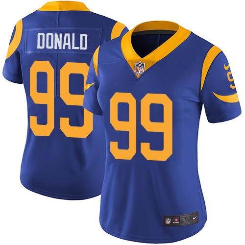 Nike Rams Aaron Donald Royal Women Vapor Untouchable Limited Jersey - Click Image to Close