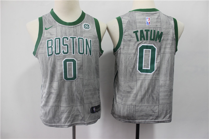Celtics 0 Jayson Tatum Gray Youth Nike Swingman Jersey - Click Image to Close