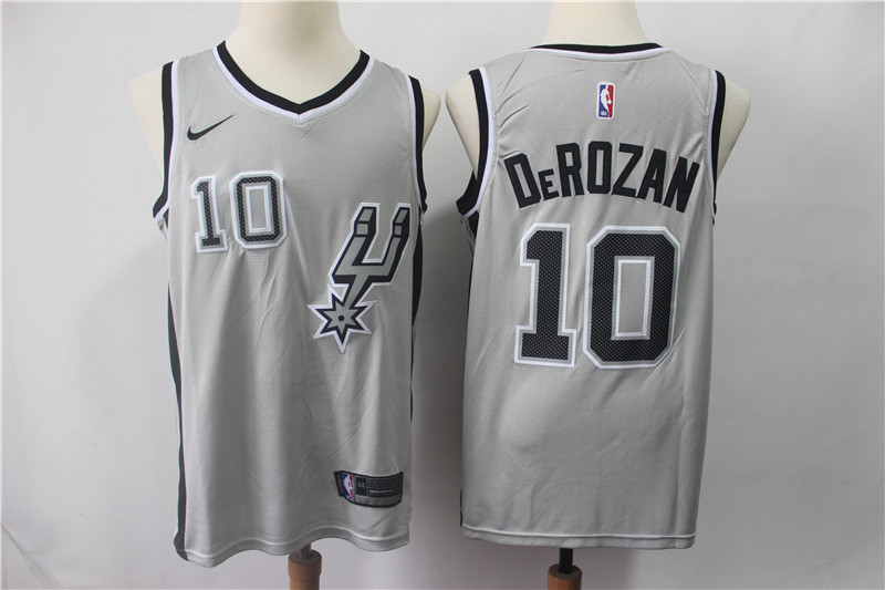 Spurs 10 DeMar DeRozan Gray Nike Swingman Jersey