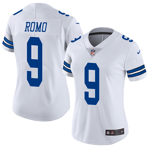 Nike Cowboys 9 Tony Romo White Women Vapor Untouchable Limited Jersey - Click Image to Close