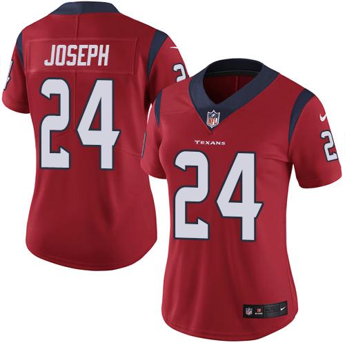 Nike Texans 24 Johnathan Joseph Red Women Vapor Untouchable Limited Jersey